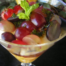 Appel en druiven parfait met mint en sinaasappelsap